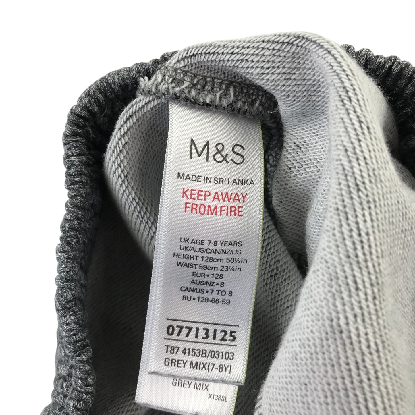 M&S and F&F 7-8 years shorts bundle grey jersey cotton polyester