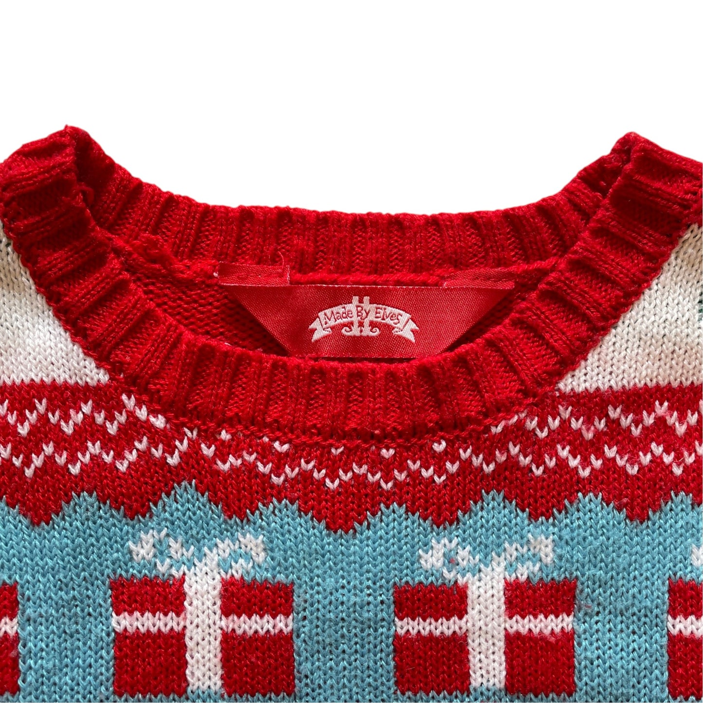 Made by Elves 9-10 years red Christmas jumper acrylic