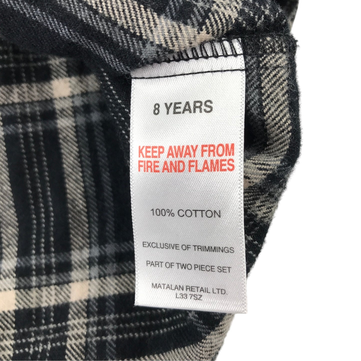 Matalan 8 years black tartan check hooded shirt cotton