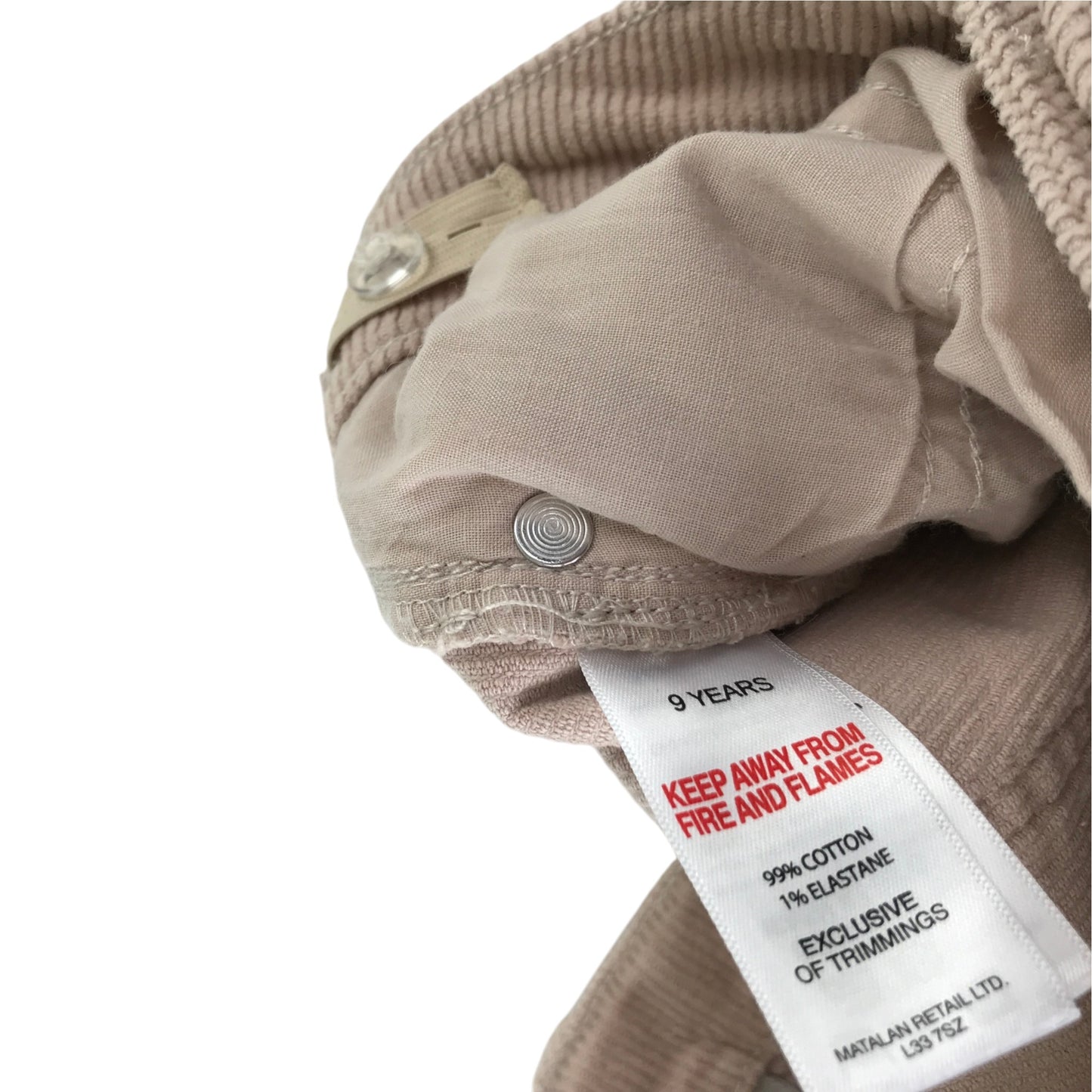 Matalan 9 years beige corduroy jeans cotton elastane