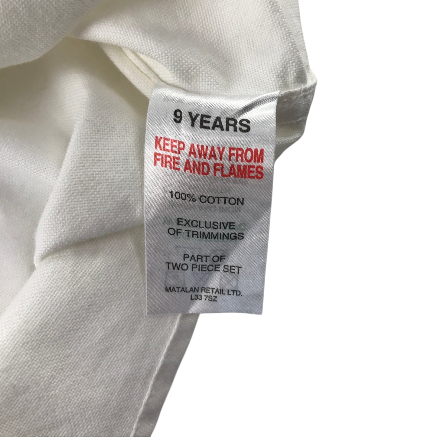 Matalan 9 years white shirt cotton