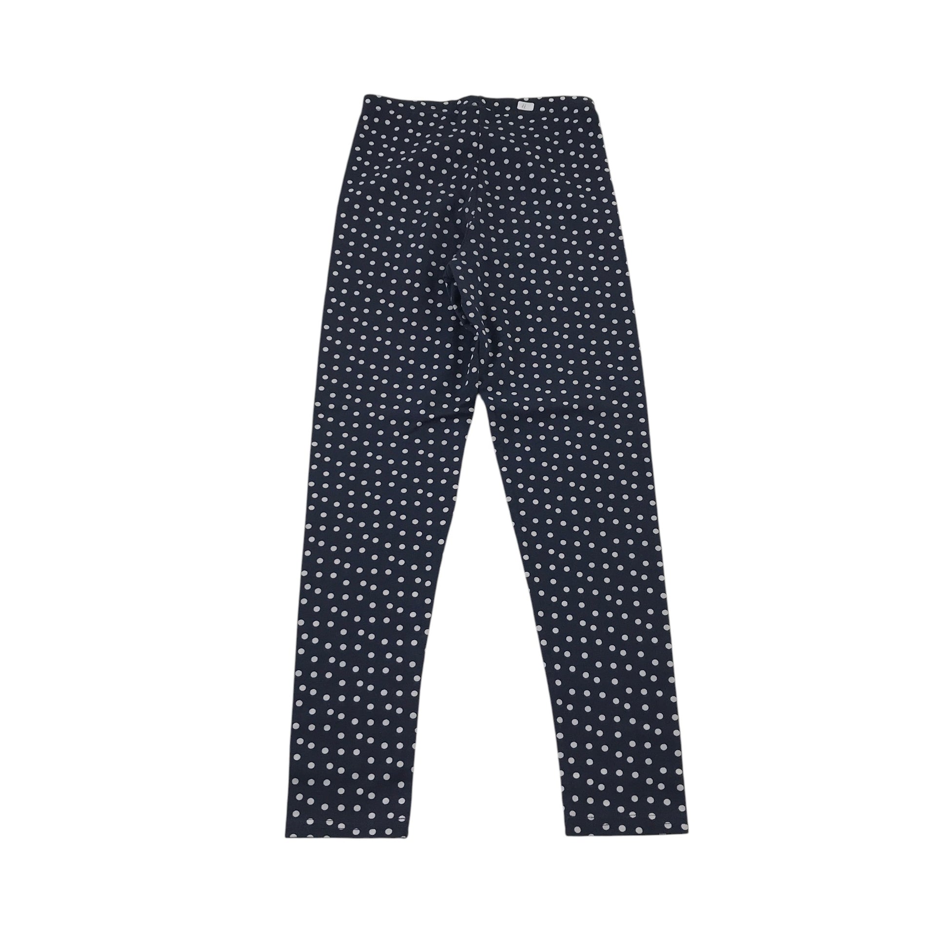 Matalan 10-11 years navy blue polka dot leggings cotton elastane