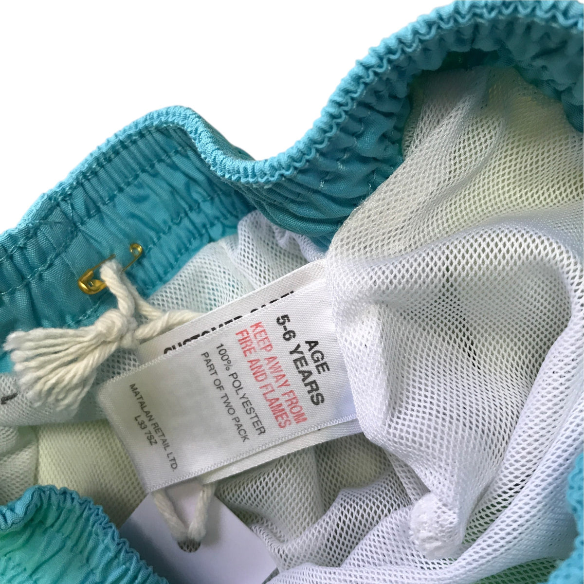 Matalan 5-6 years green and blue swim trunks octopus polyester