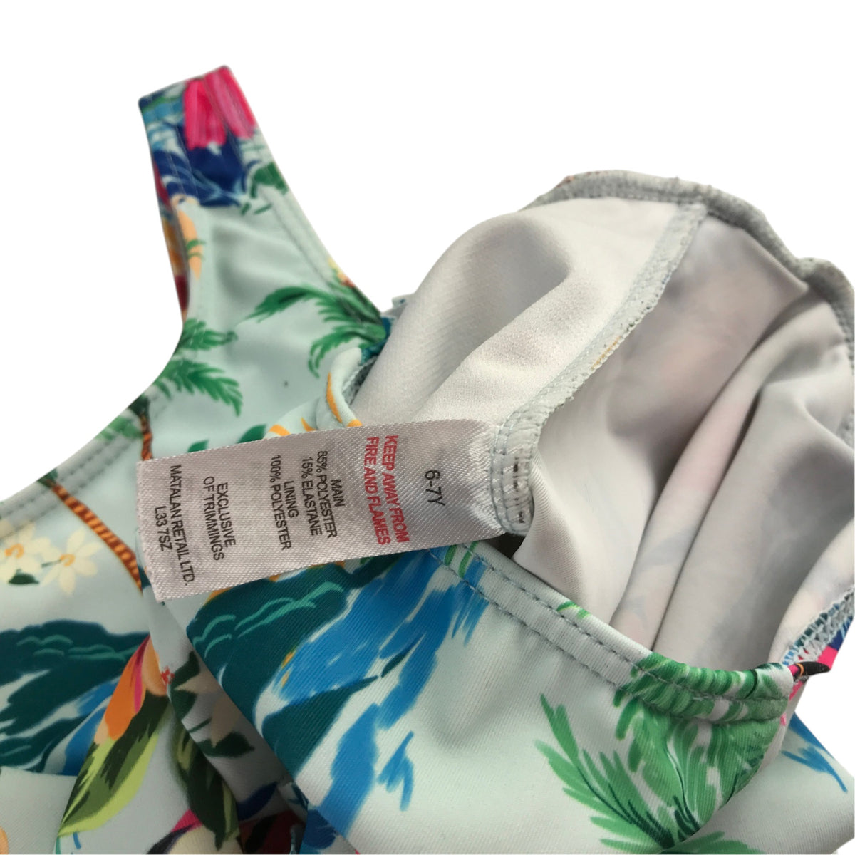 Matalan 6-7 years multicolour swim cotume tropical polyester elastane