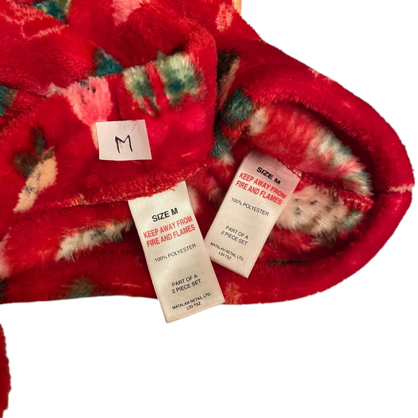 Matalan size M adult size red pyjama set fluffy Christmas polyester