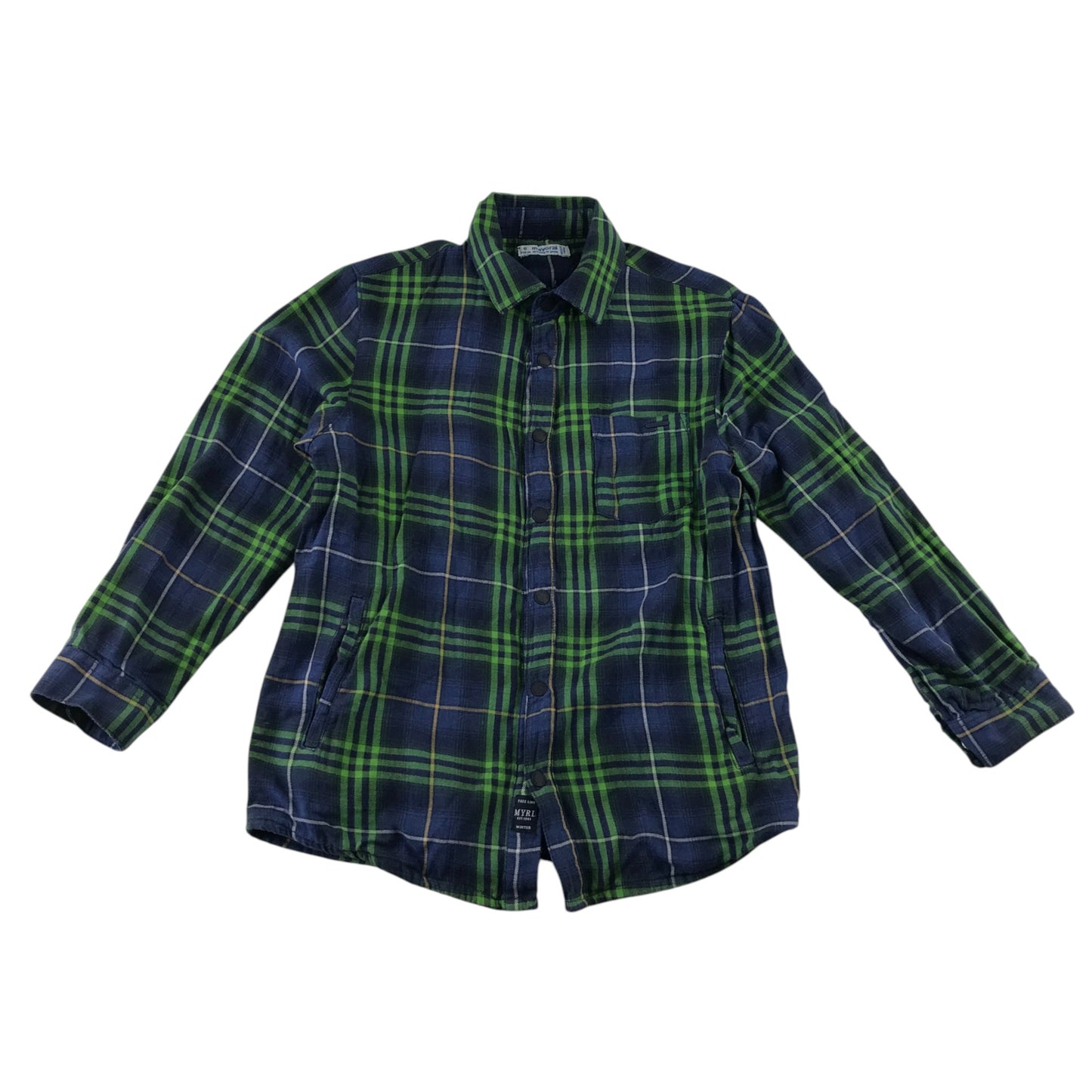Mayoral 6 years blue green tartan shirt cotton polyester