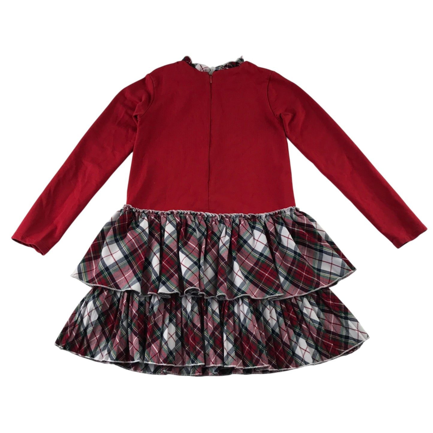 Mayoral 9 years red tartan dress cotton polyester viscose