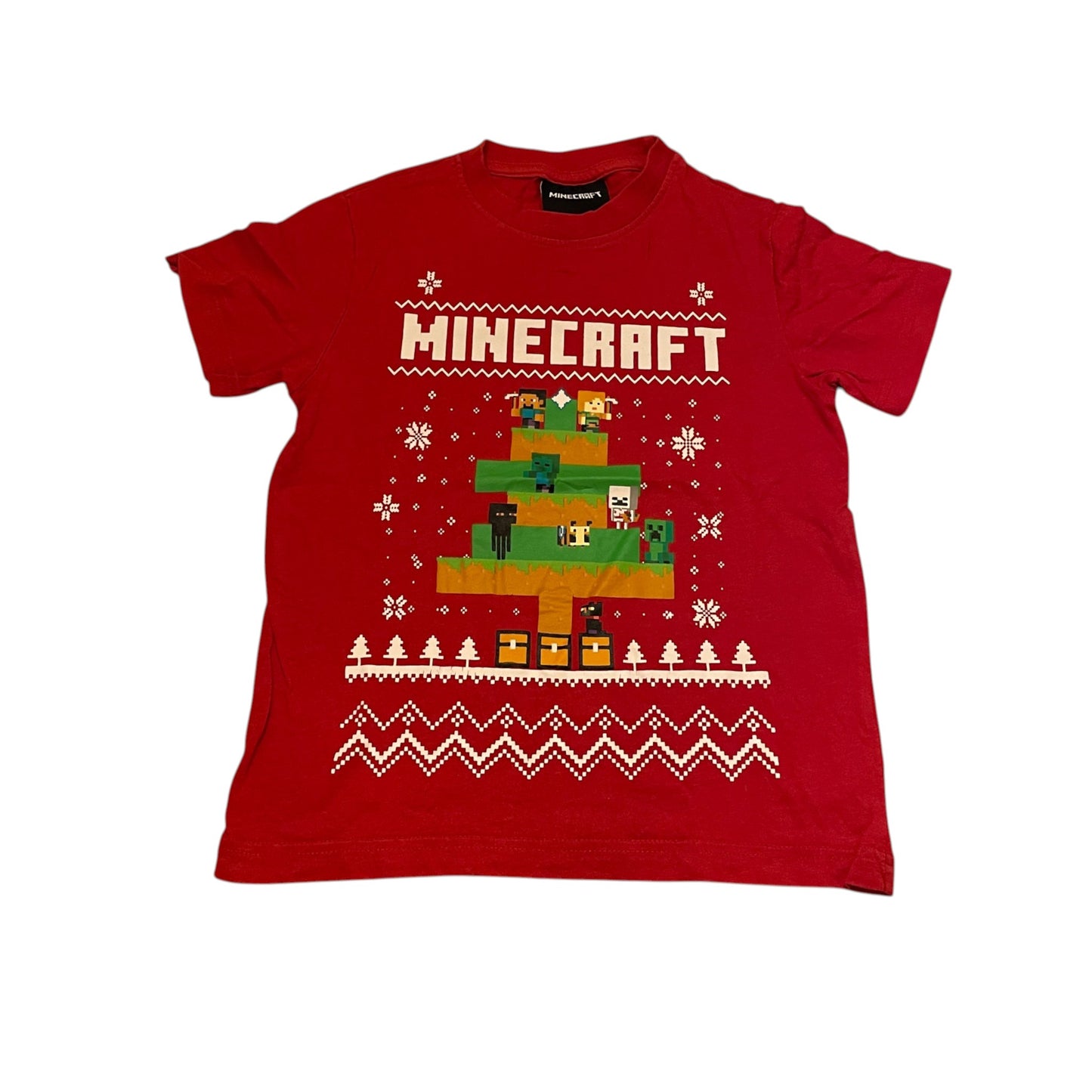 Minecraft 6-7 years red Christmas print t-shirt cotton elastane