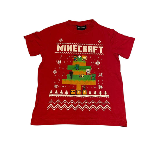 Minecraft 6-7 years red Christmas print t-shirt cotton elastane