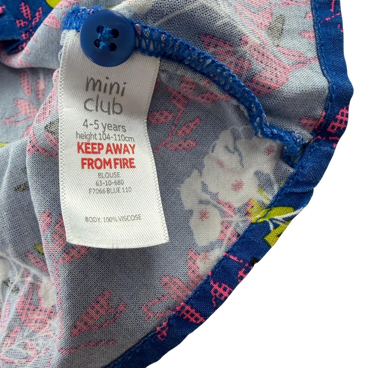 Mini Club 4-5 years blue floral blouse viscose