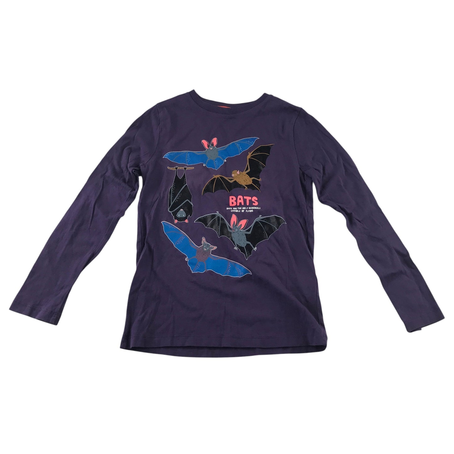Mini Boden 8-9 years purple t-shirt bat print cotton