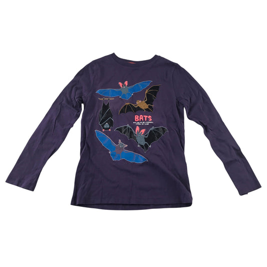 Mini Boden 8-9 years purple t-shirt bat print cotton