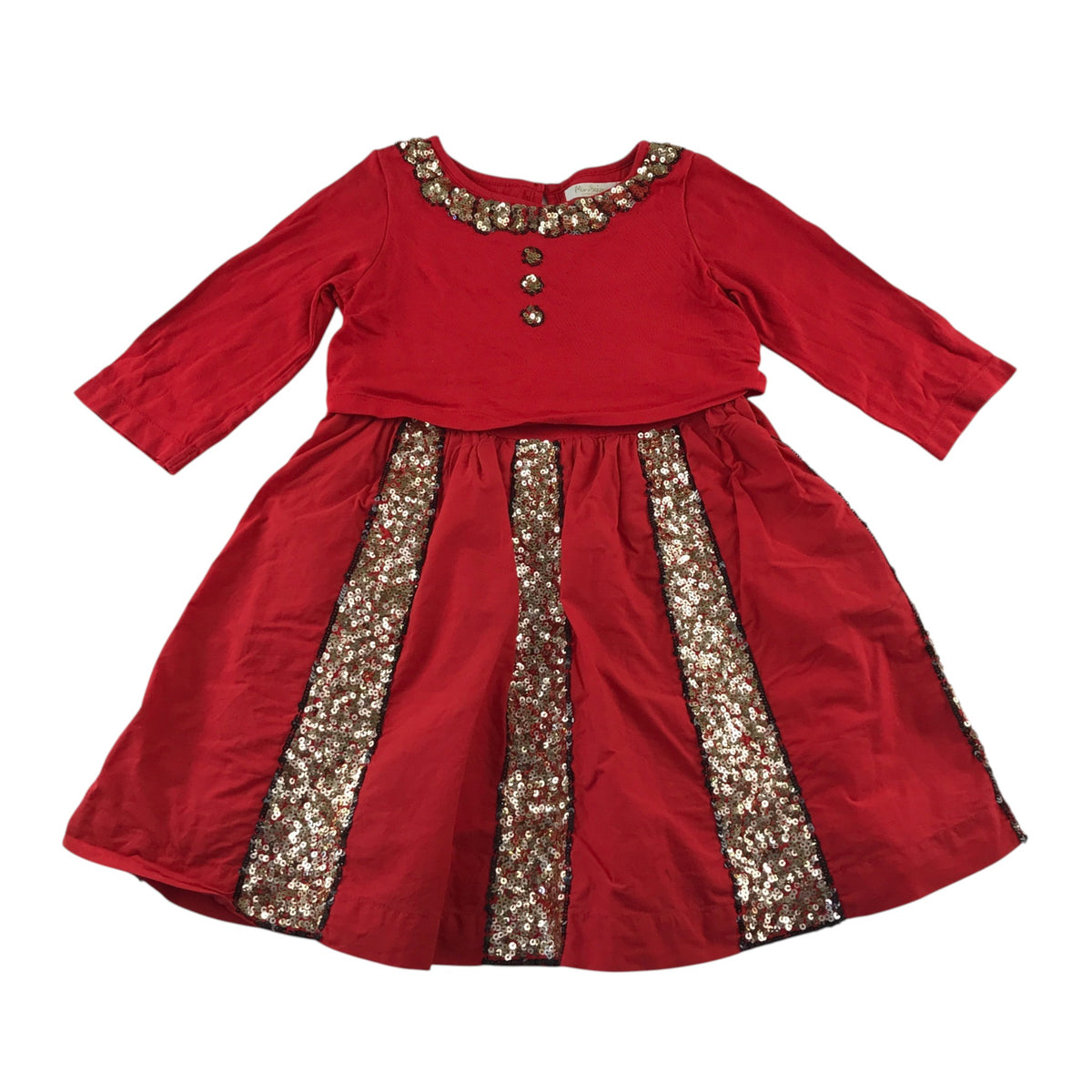 Mini Boden 5-6 years red dress golden sequins