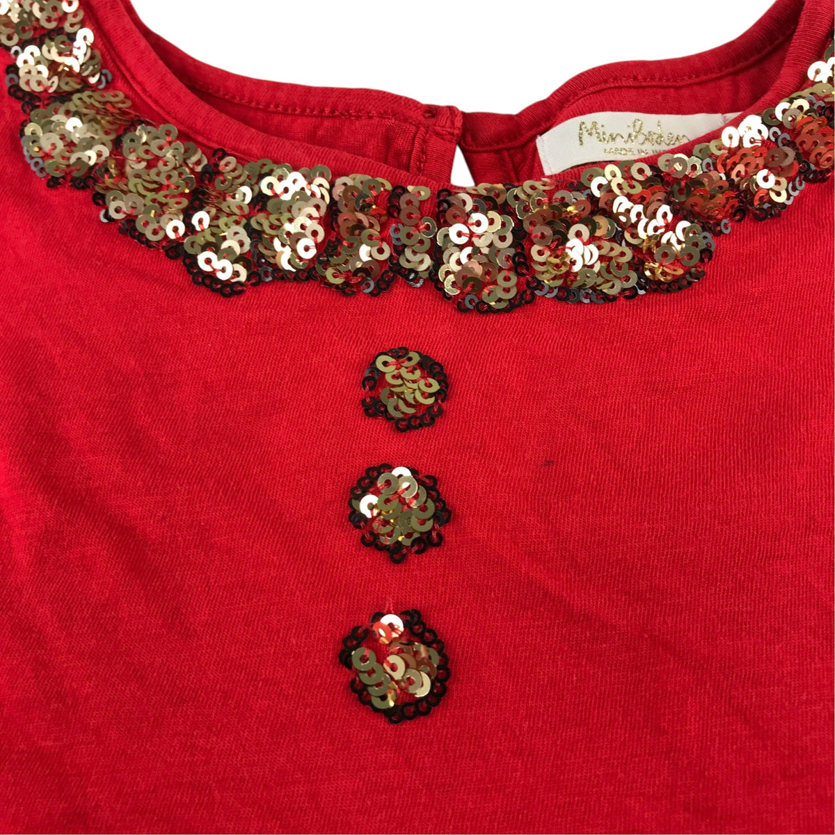 Mini Boden 5-6 years red dress golden sequins
