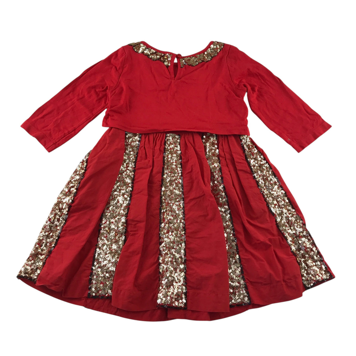 Mini Boden 5-6 years red dress golden sequins