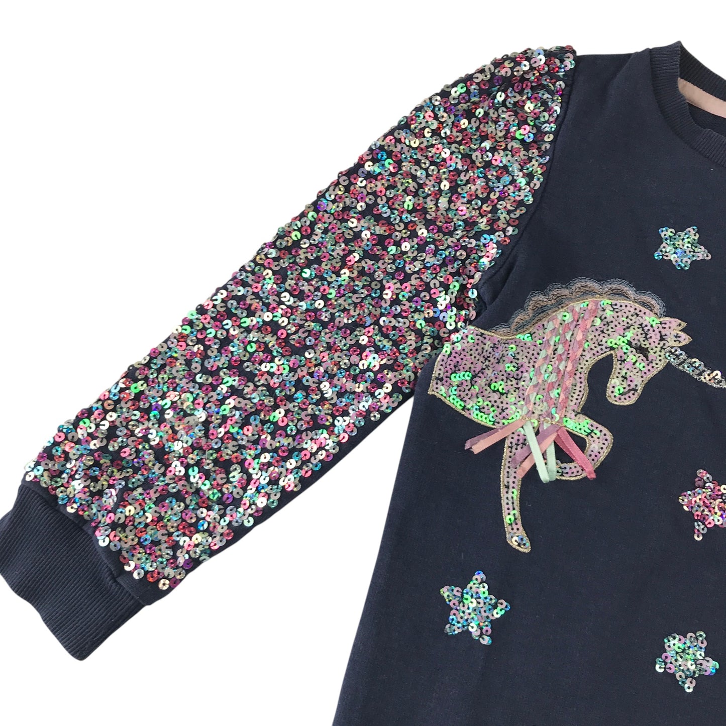 Monsoon 5-6 years navy sequin long bodied jersey sweater