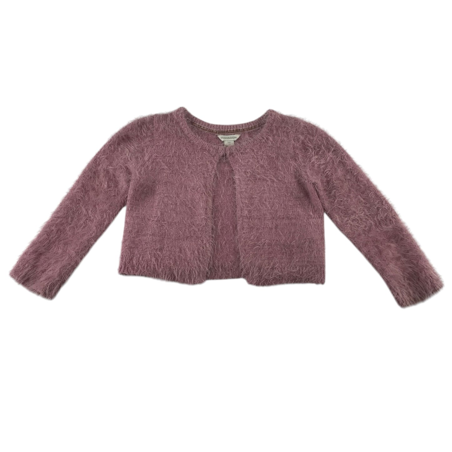 Monsoon 5-6 years pink fluffy cardigan nylon acrylic