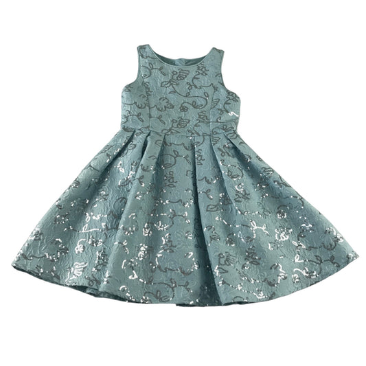 Monsoon 5 years turquoise sequin party dress cotton viscose polyester