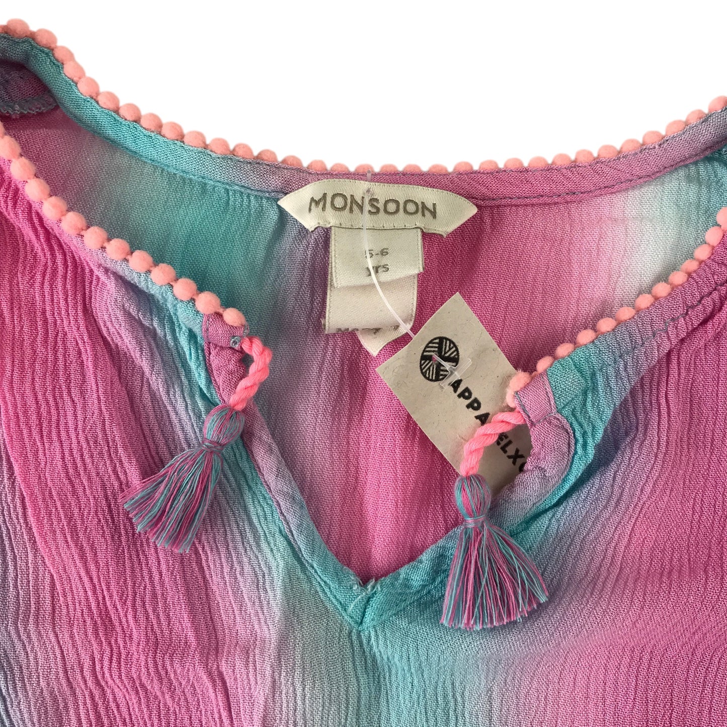 Monsoon 6-7 years pink and blue viscose dress