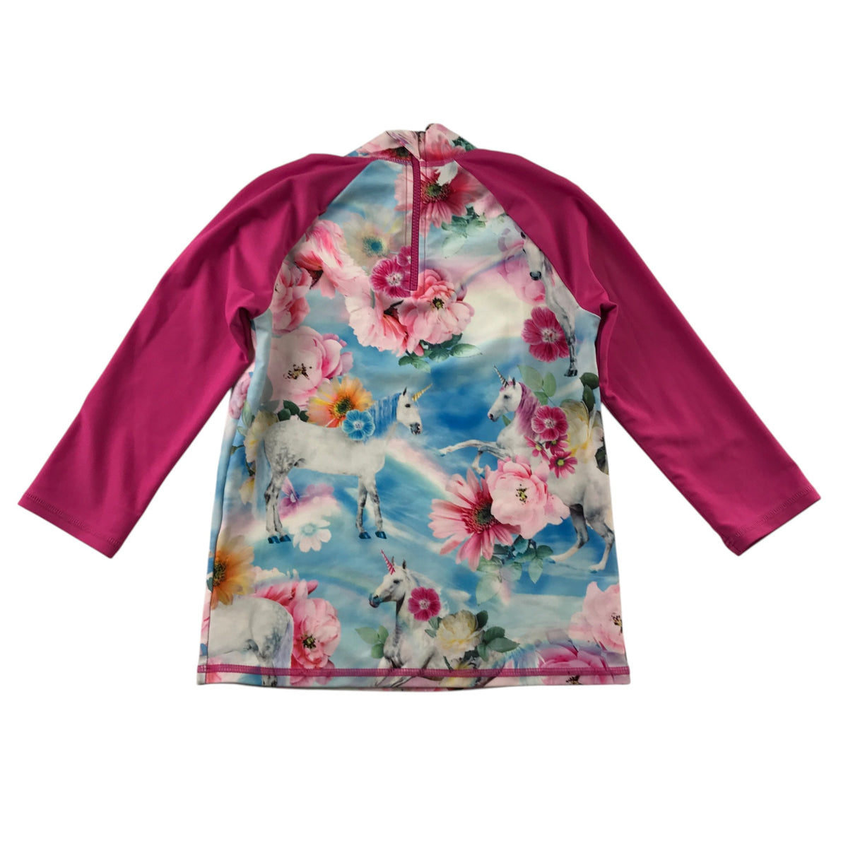 Monsoon 7-8 years pink swim top floral unicorn