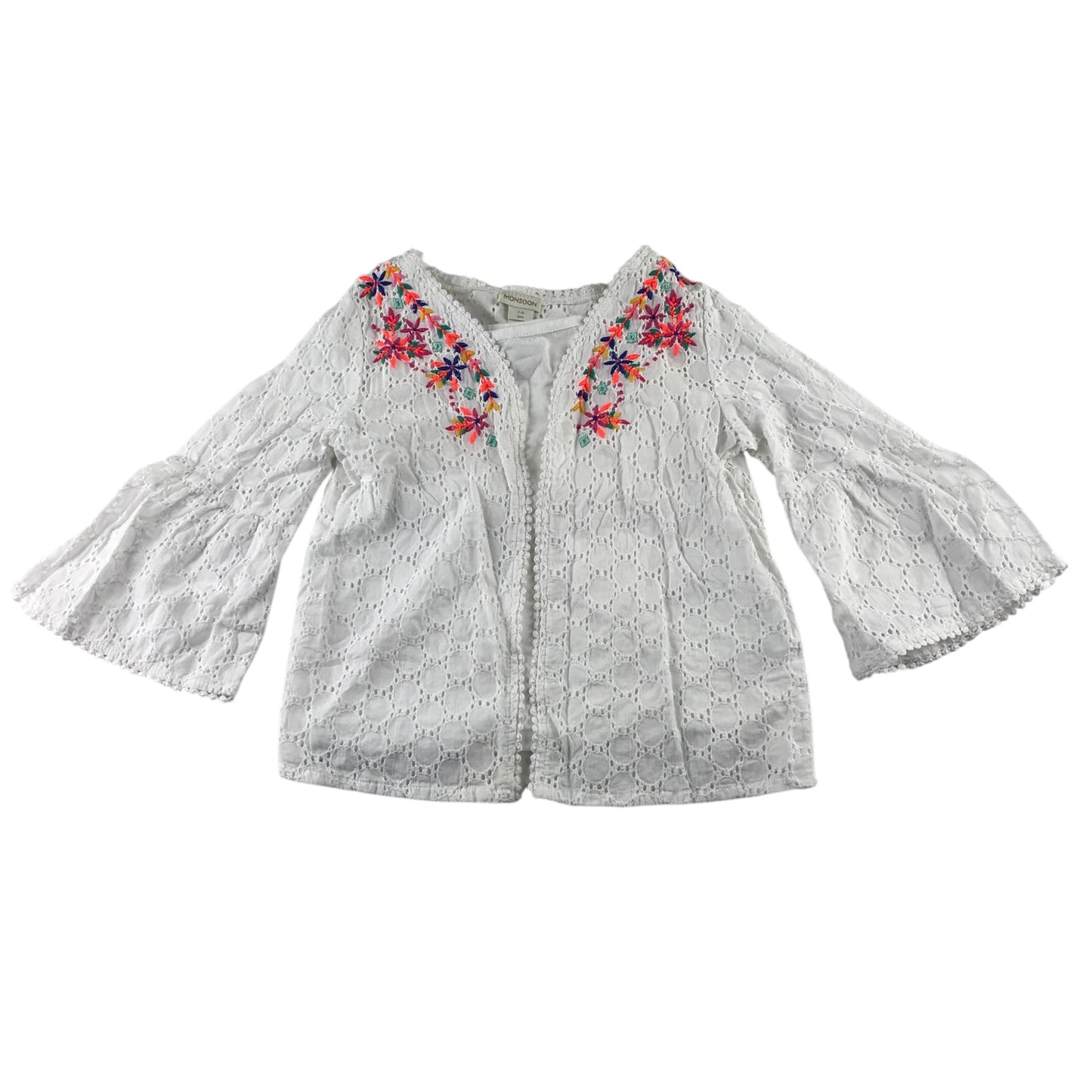 Monsoon 7-8 years white embroidered 2-part cotton blouse