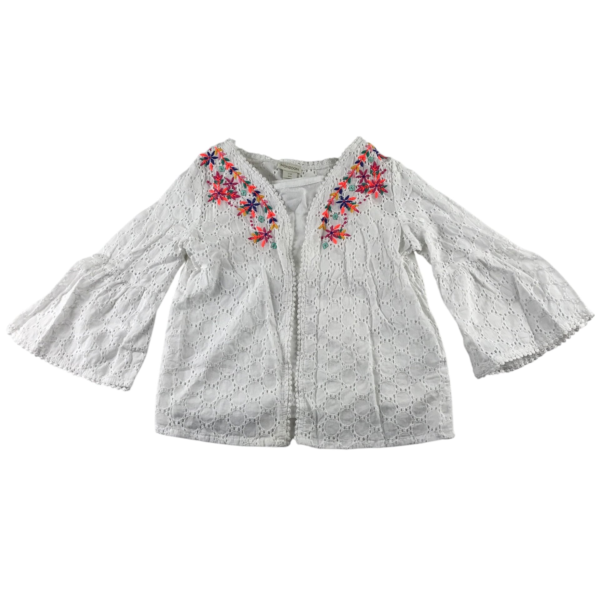 Monsoon 7-8 years white embroidered 2-part cotton blouse