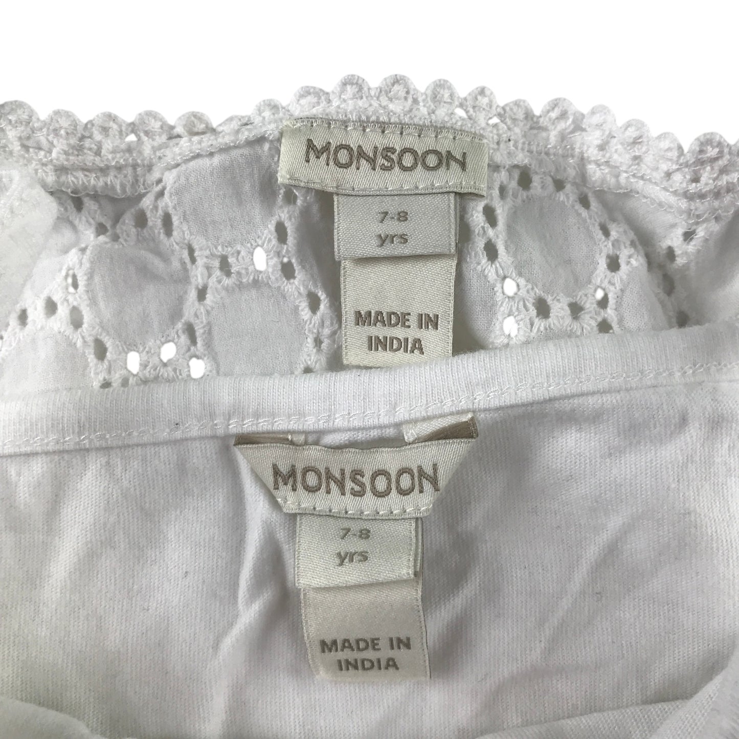 Monsoon 7-8 years white embroidered 2-part cotton blouse