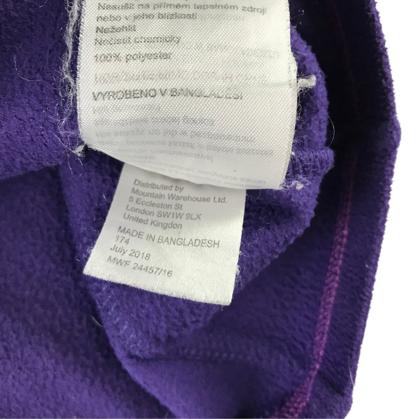 Mountain Warehouse 5-6 years purple fleece polyester