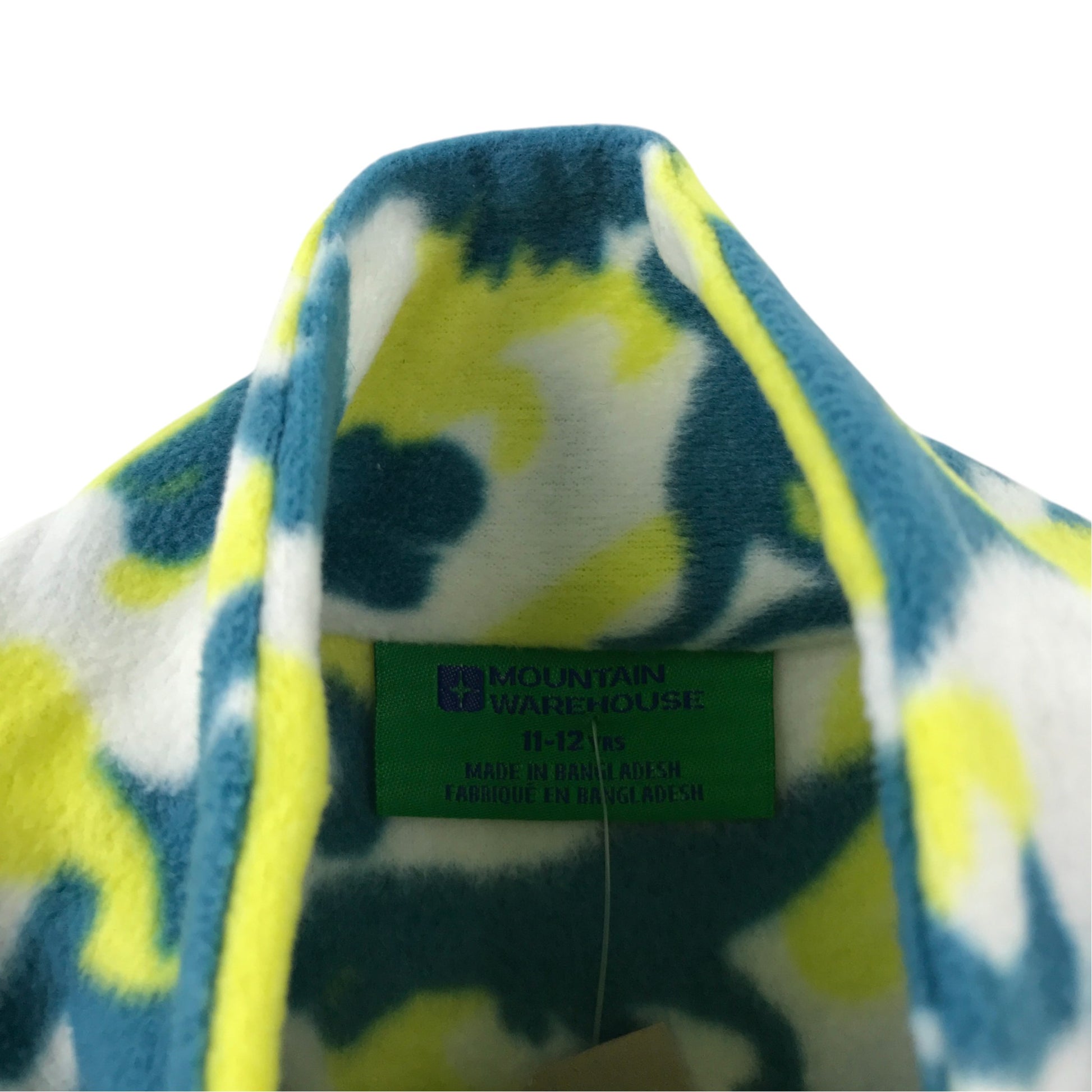 Mountain Warehouse 11-12 years yellow and teal camo pattern fleece