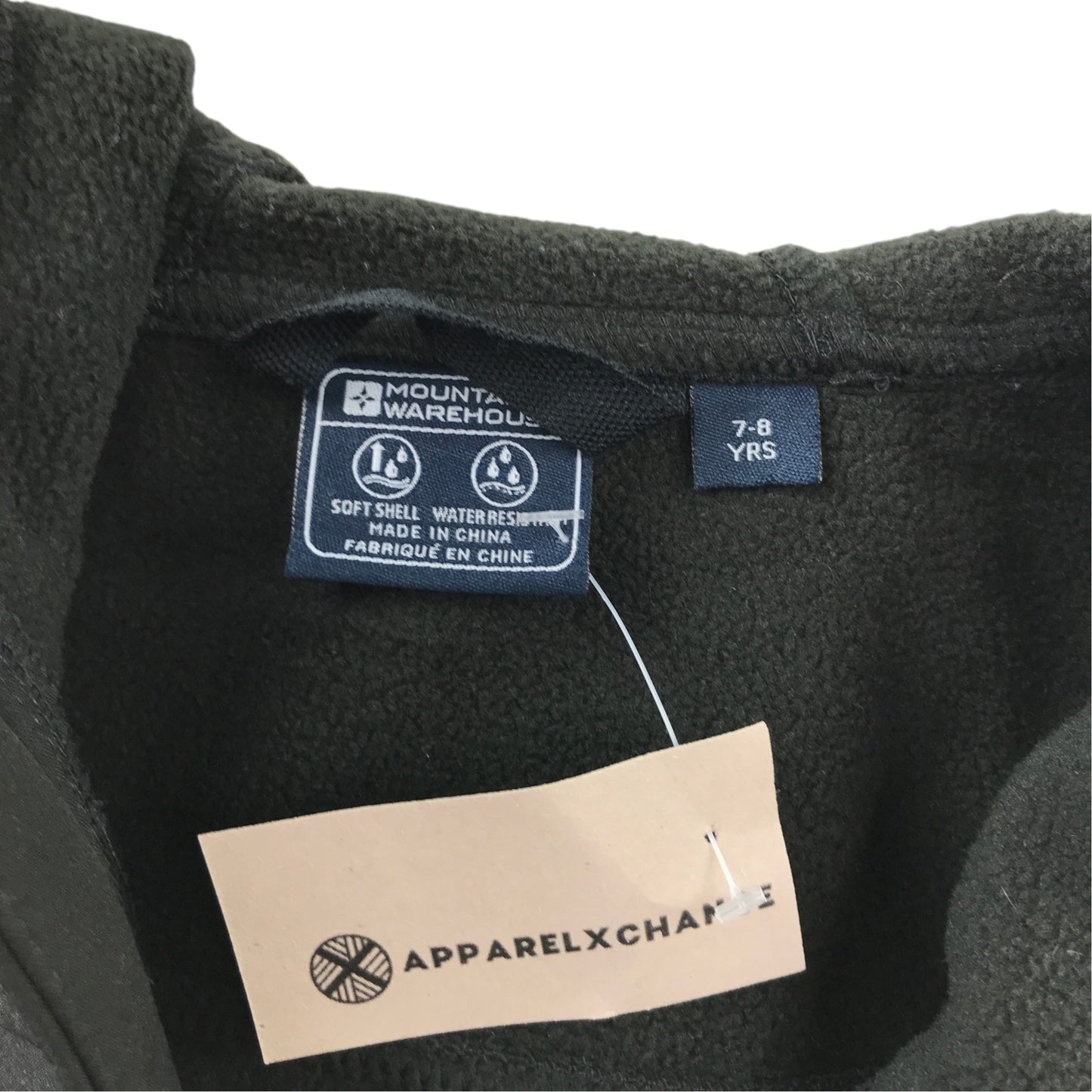 Mountain Warehouse 7-8 years black jacket fleece lined breathable showerproof polyester elastane