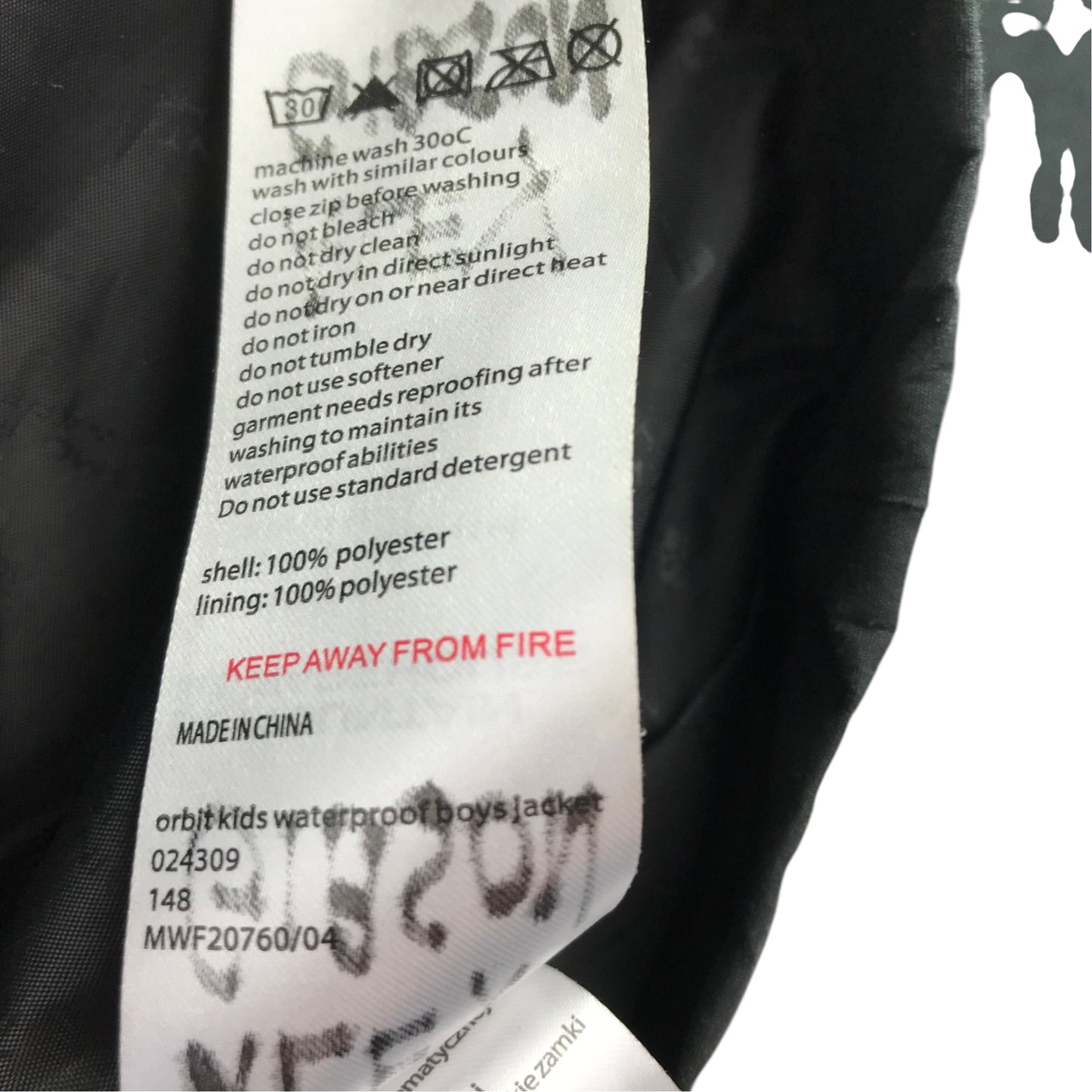 Mountain Warehouse 7-8 years black jacket showerproof polyester