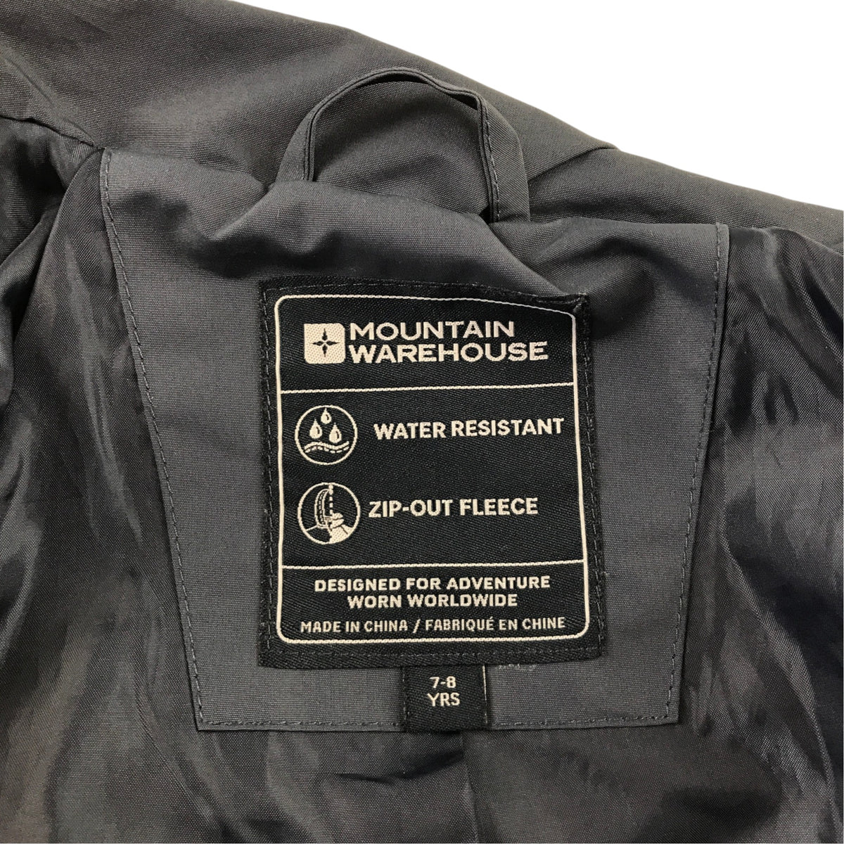 Mountain Warehouse 7-8 years navy blue jacket water resistant hooded polyester