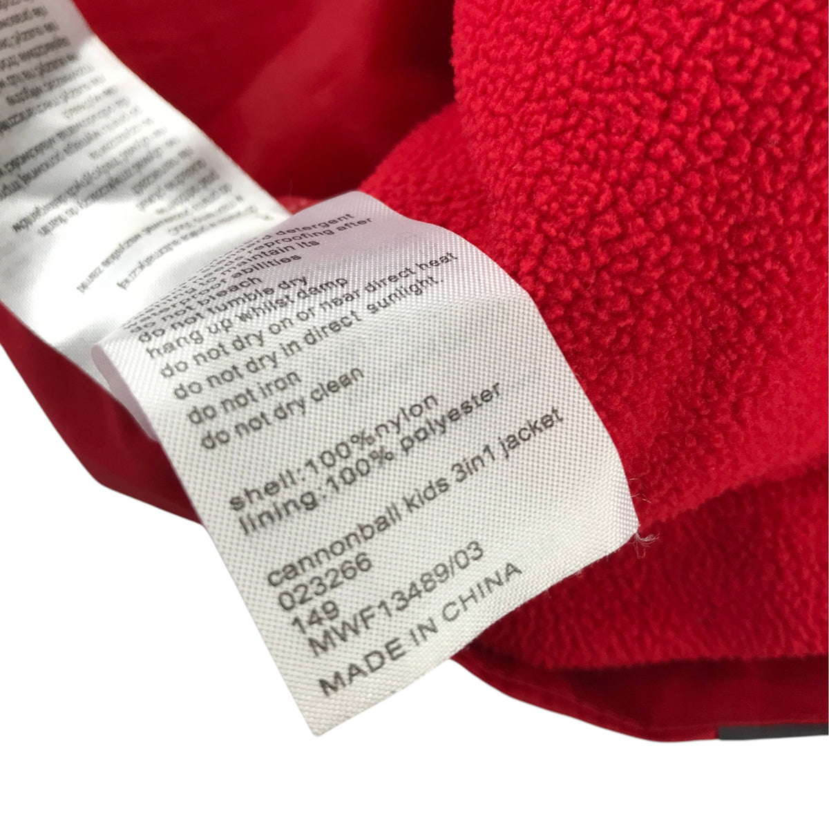 Mountain Warehouse 9-10 years red jacket fleece lined nylon polyester