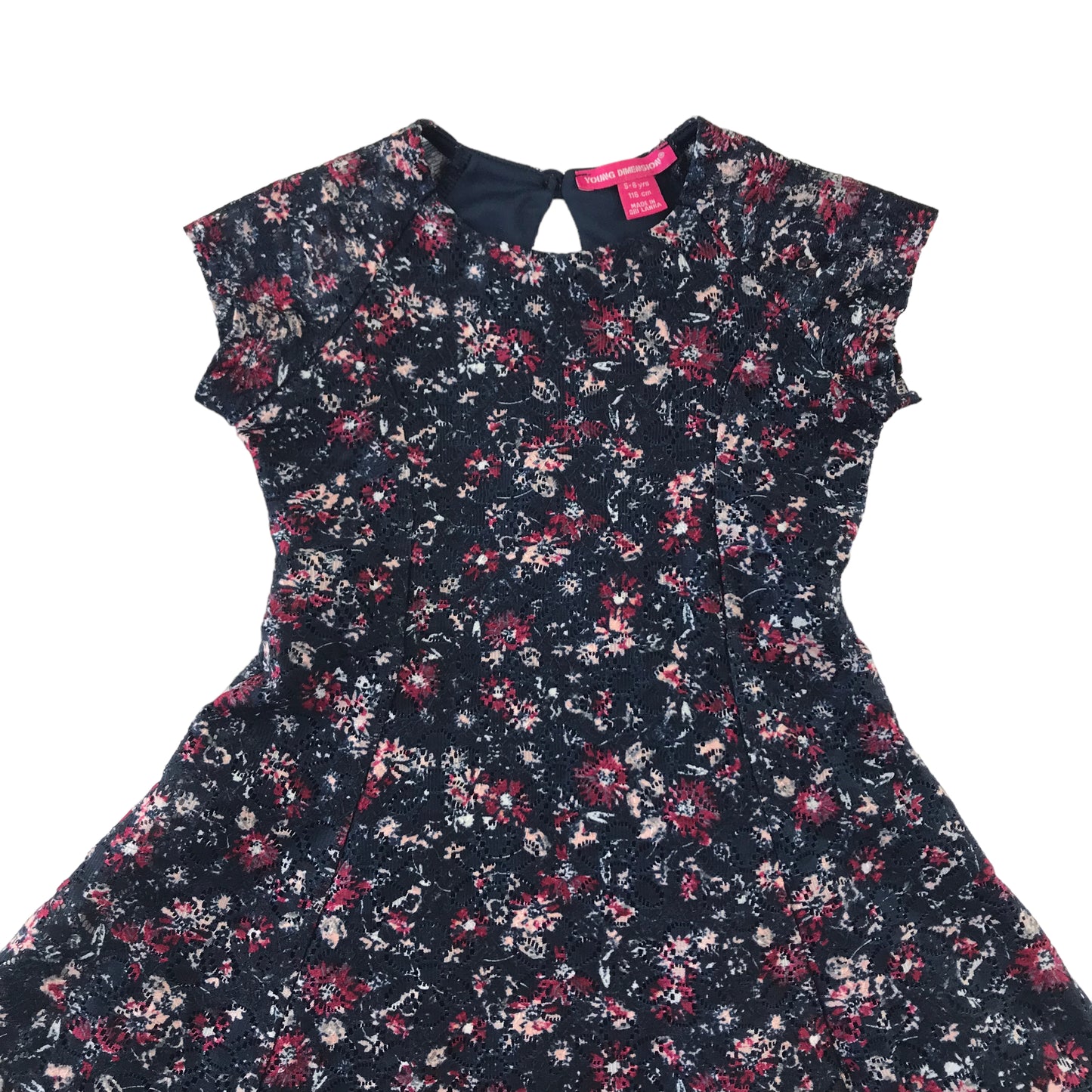 Primark Dress Age 5 Navy Blue Floral Lace Layered