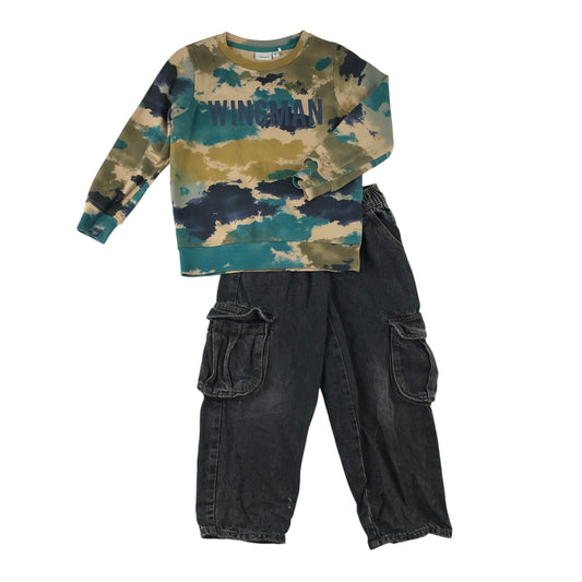 Name it and Zara 5-6 years green camo top and jeans bundle wingman