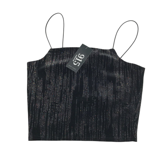 New Look 12-13 years black velvet sparkly crop top polyester elastane