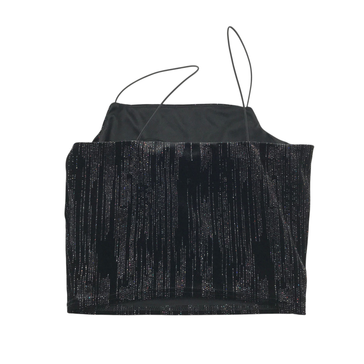 New Look 12-13 years black velvet sparkly crop top polyester elastane