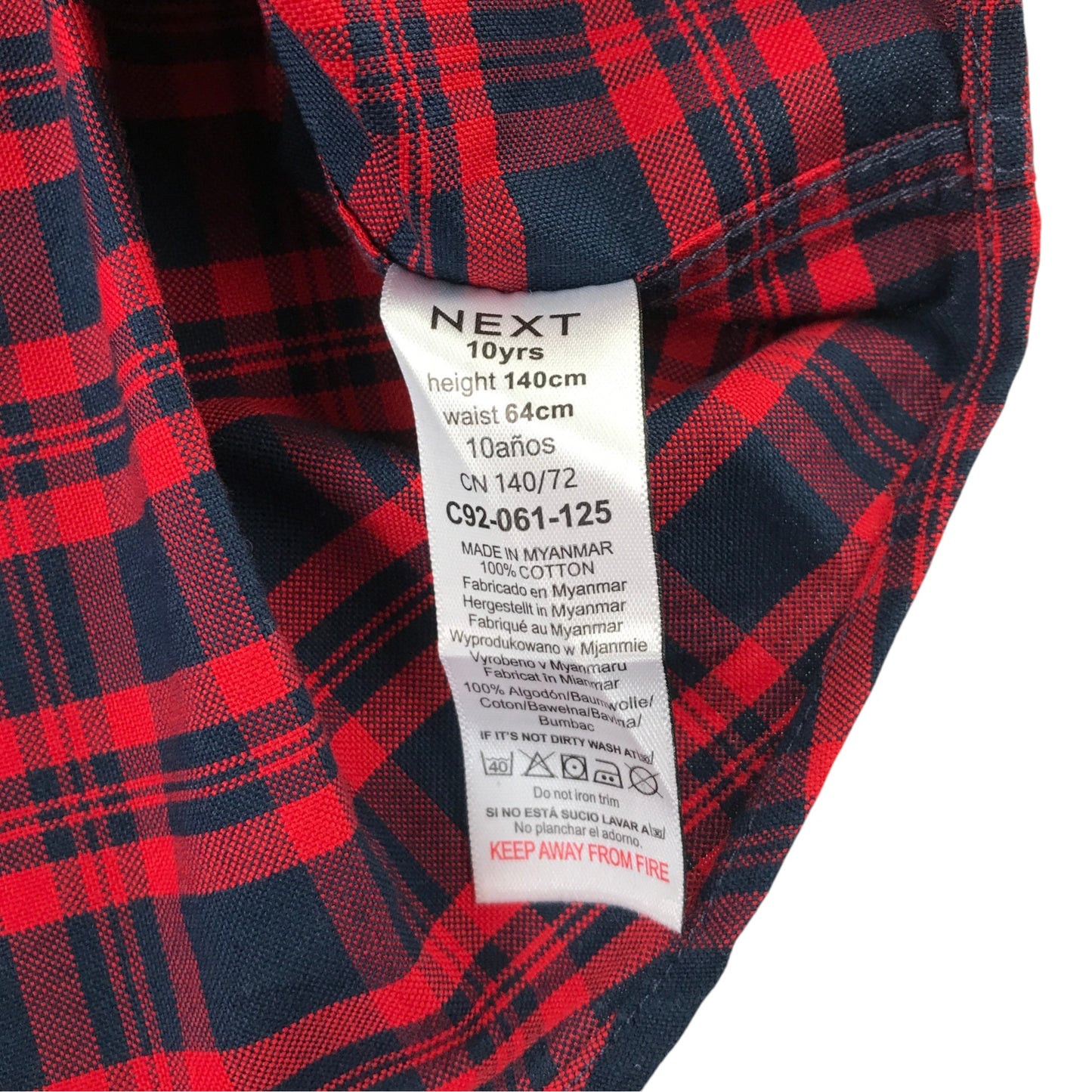 Next 10 years red tartan shirt cotton