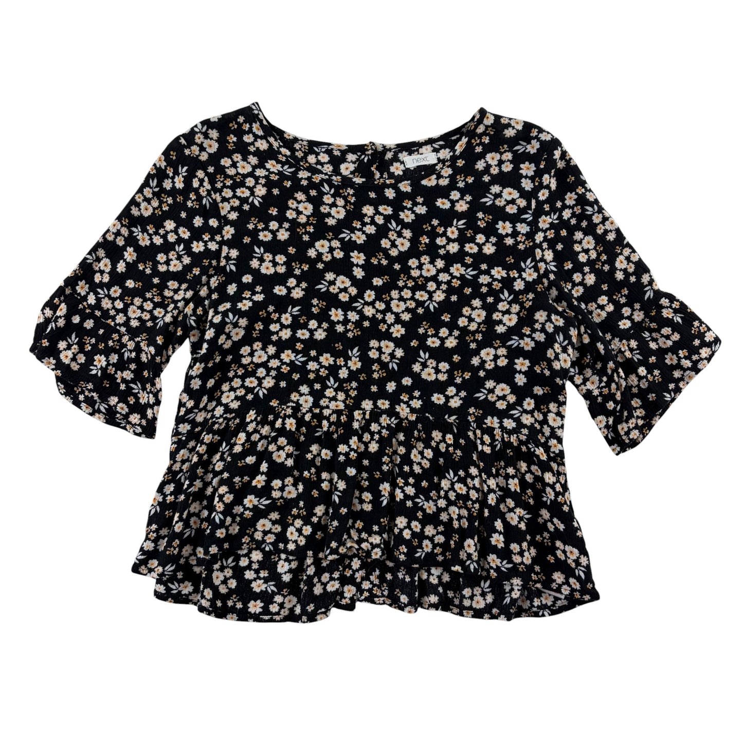 Next 11-12 years black floral blouse viscose