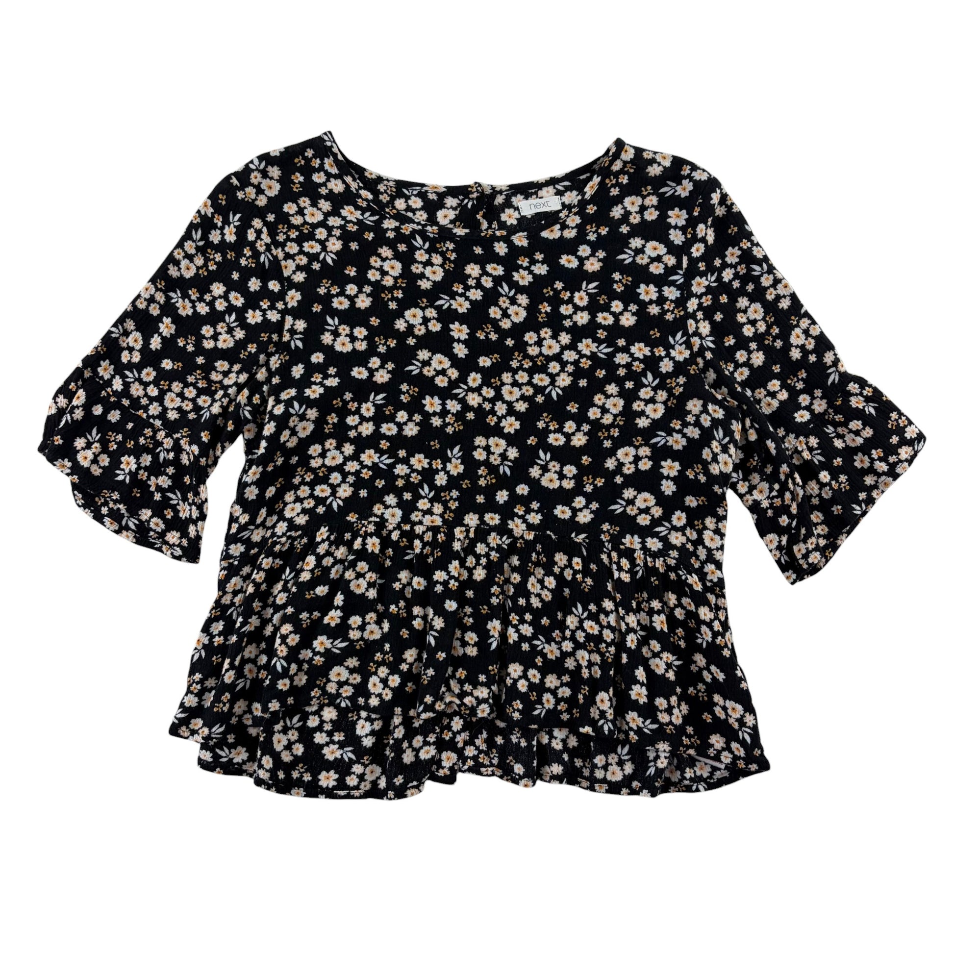 Next 11-12 years black floral blouse viscose