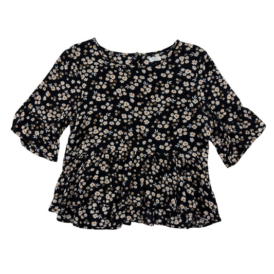 Next 11-12 years black floral blouse viscose