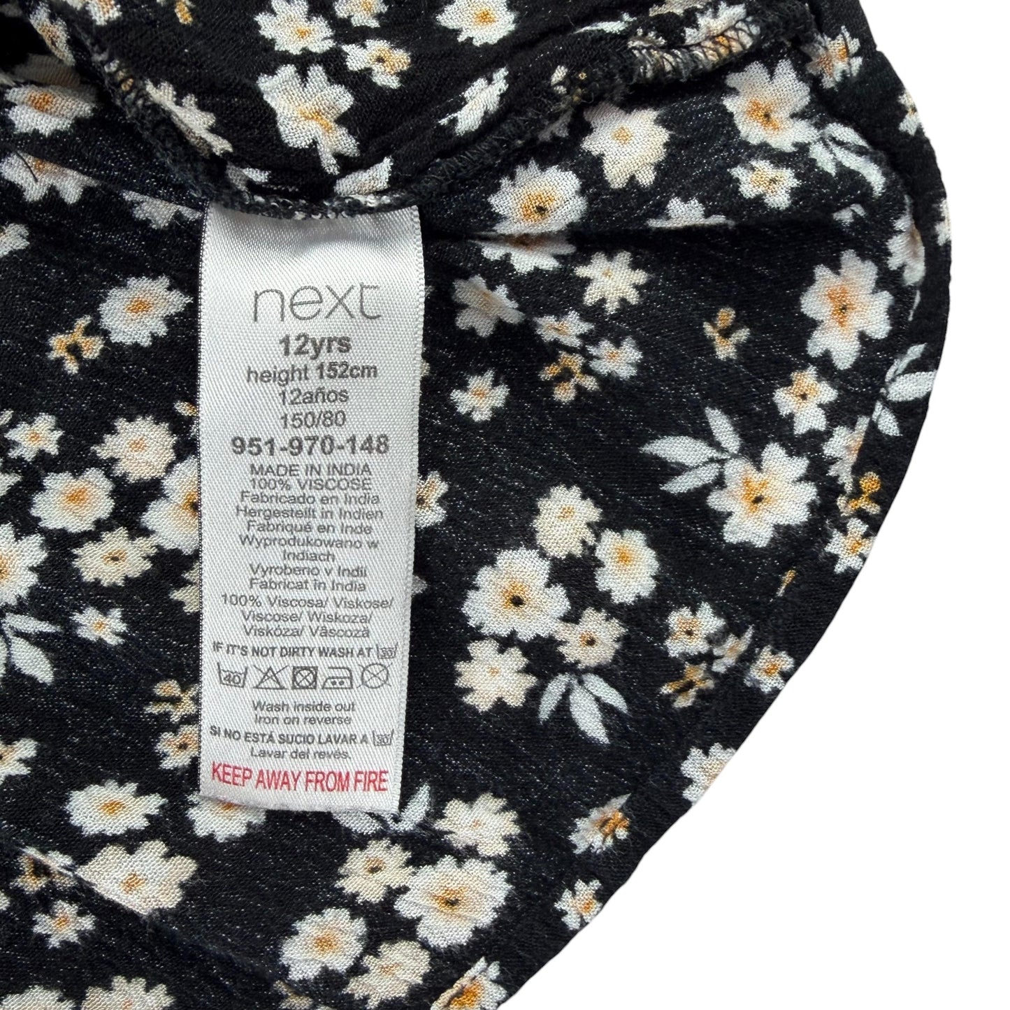 Next 11-12 years black floral blouse viscose
