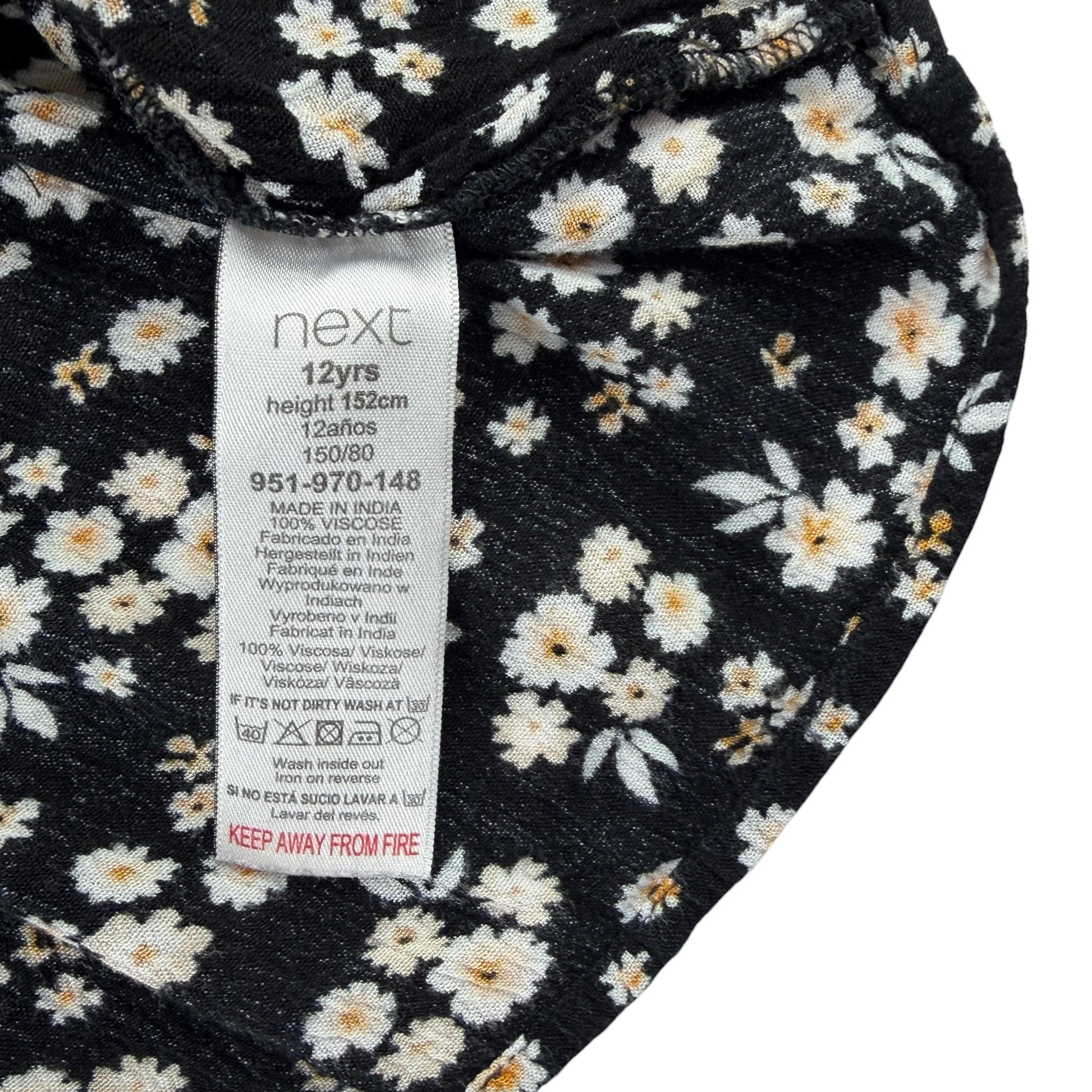 Next 11-12 years black floral blouse viscose
