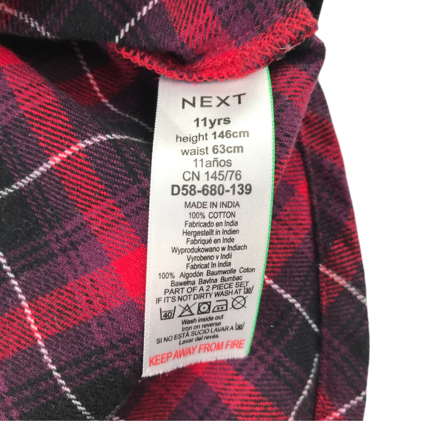 Next 11 years red tartan check shirt cotton