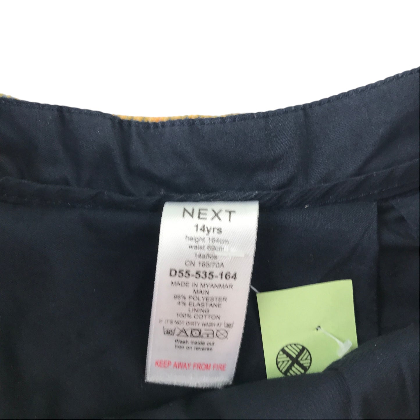 Next 14 years grey check skirt polyester elastane cotton