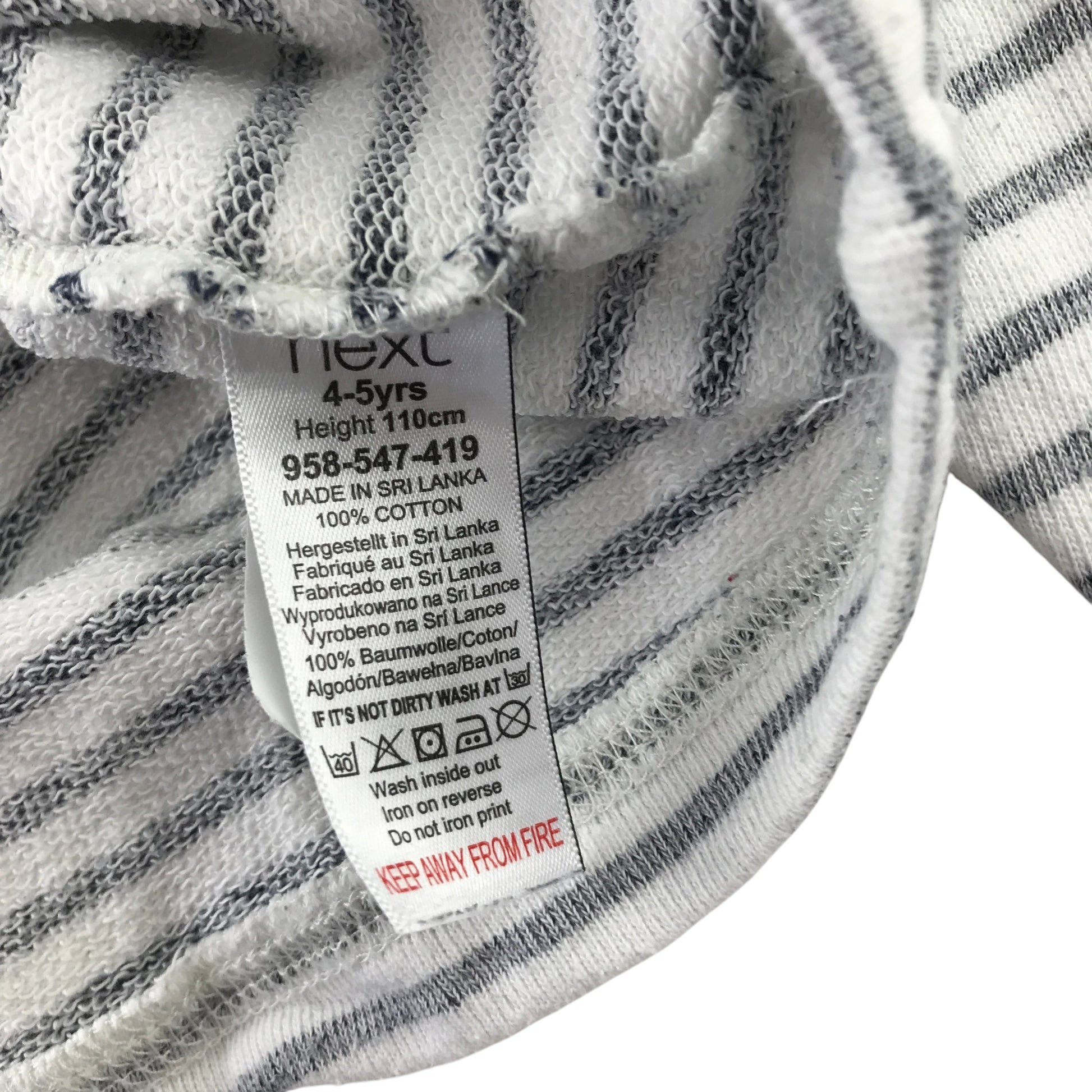 Next 4-5 years grey stripy cotton hoodie