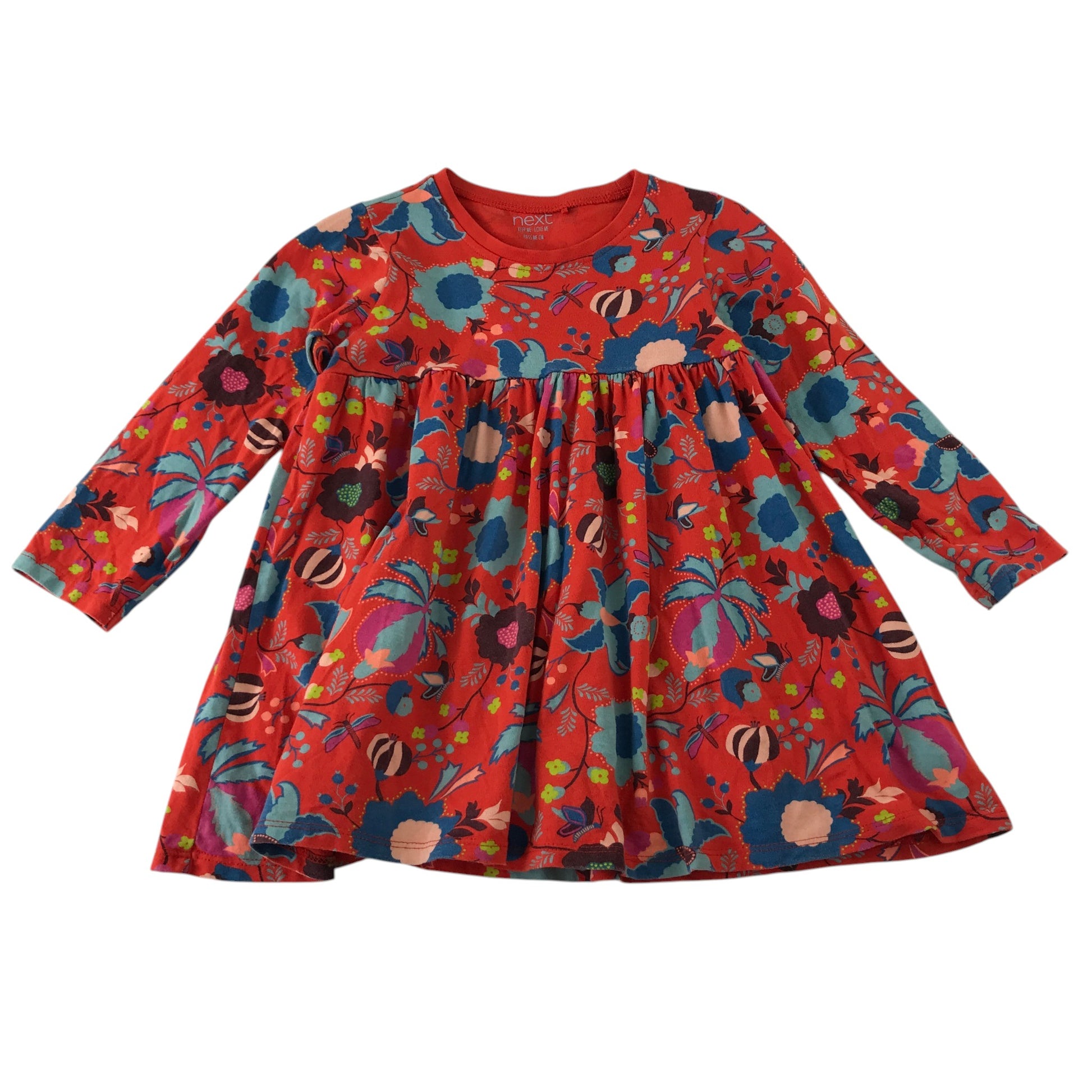 Next 4-5 years red dress floral long sleeve cotton