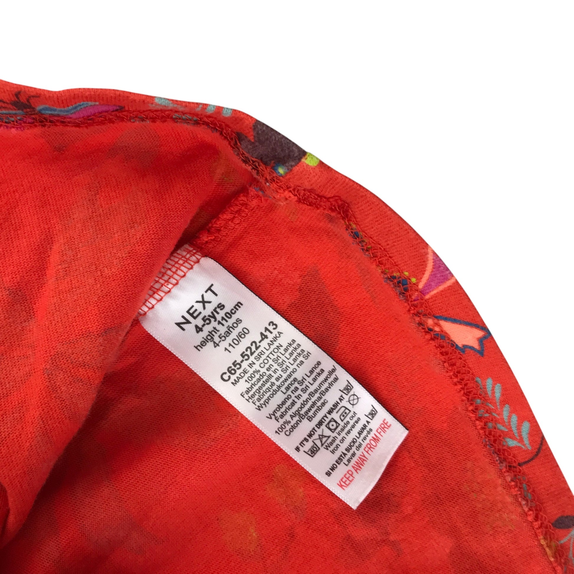 Next 4-5 years red dress floral long sleeve cotton