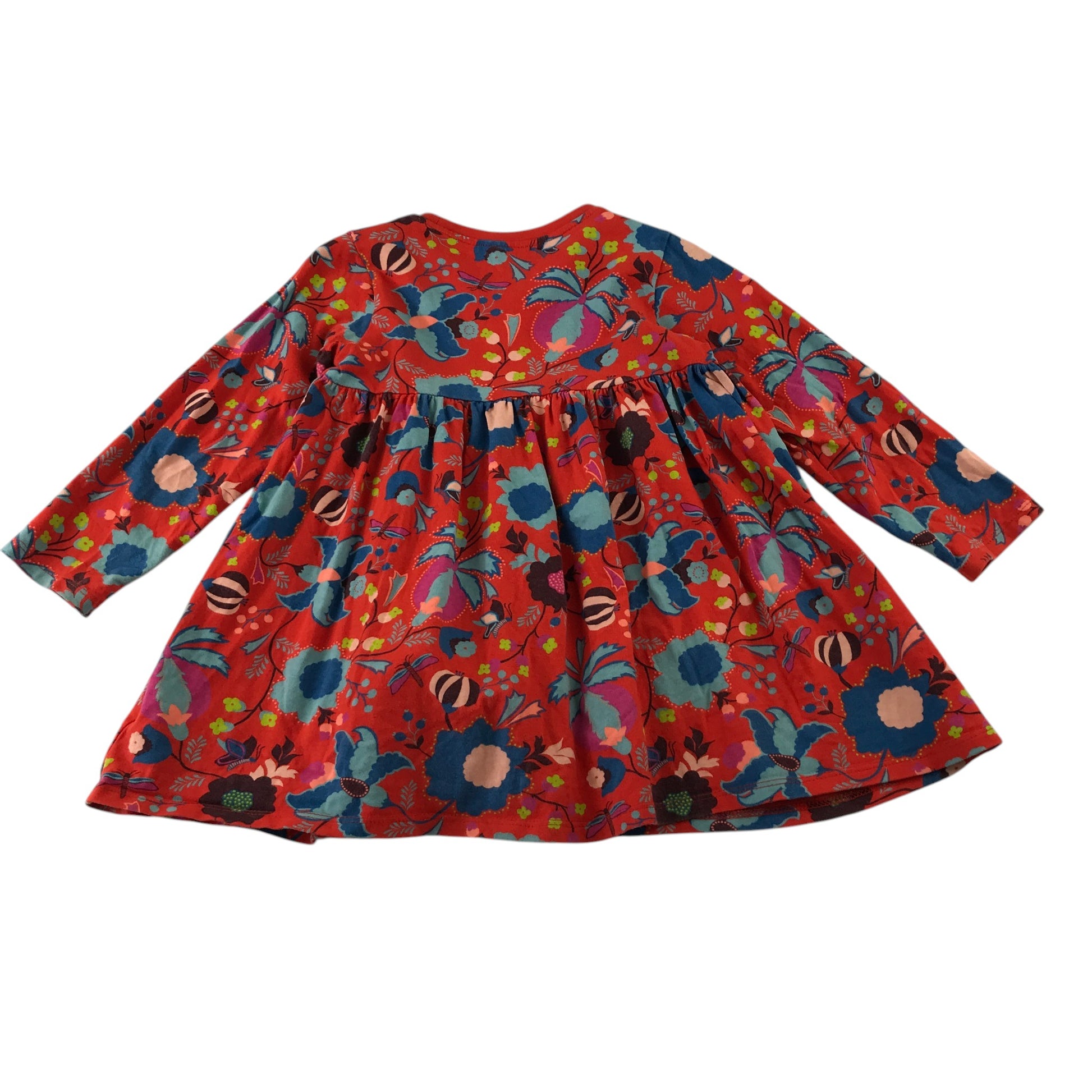 Next 4-5 years red dress floral long sleeve cotton