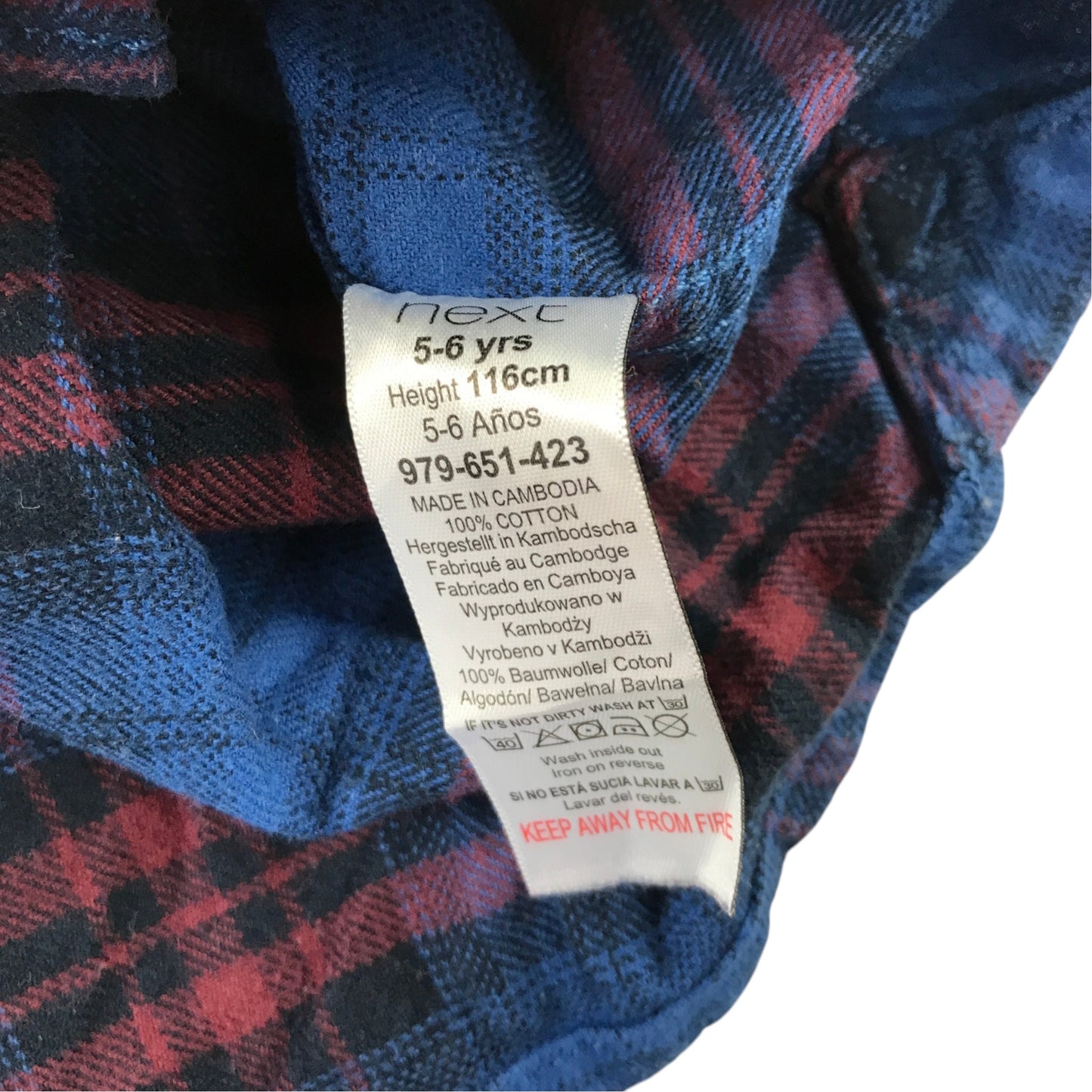 Next 5-6 years blue tartan shirt cotton